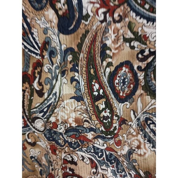 Talbots Womens Paisley Silk Top Size 6 Petite Brown Black Long Sleeve Button Up - Picture 7 of 9